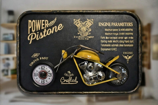 Rider's Hour industrial metal wall clock in Yellow finish, 30x45cm, by Dekor-Nook Australia